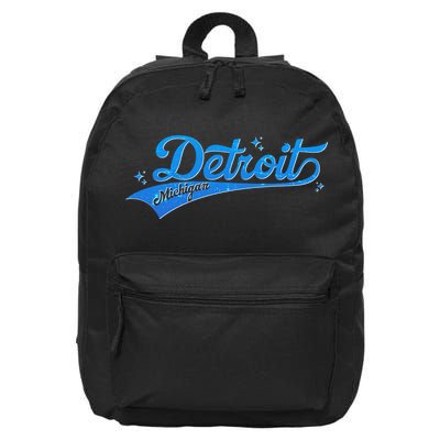 Vintage Blue Sporty Detroit Michigan Logo 16 in Basic Backpack