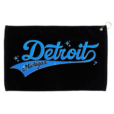 Vintage Blue Sporty Detroit Michigan Logo Grommeted Golf Towel