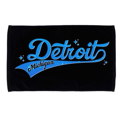 Vintage Blue Sporty Detroit Michigan Logo Microfiber Hand Towel