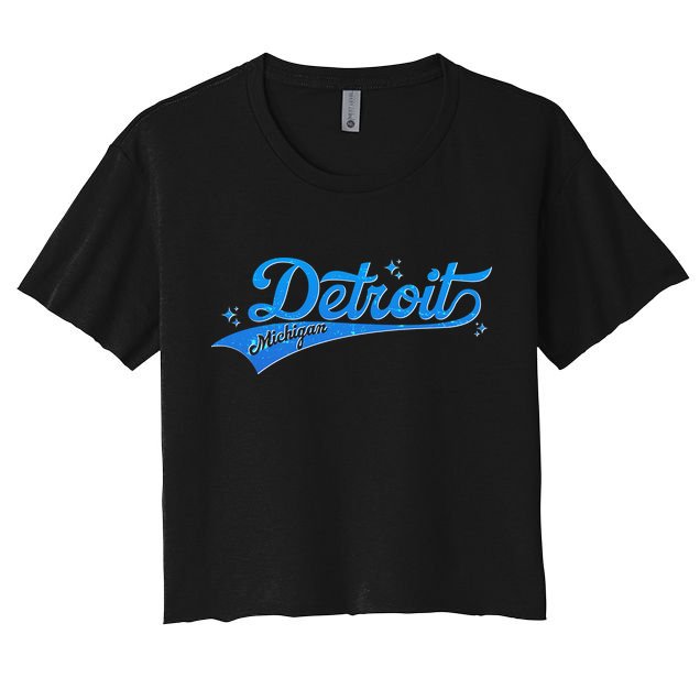 Vintage Blue Sporty Detroit Michigan Logo Crop Top