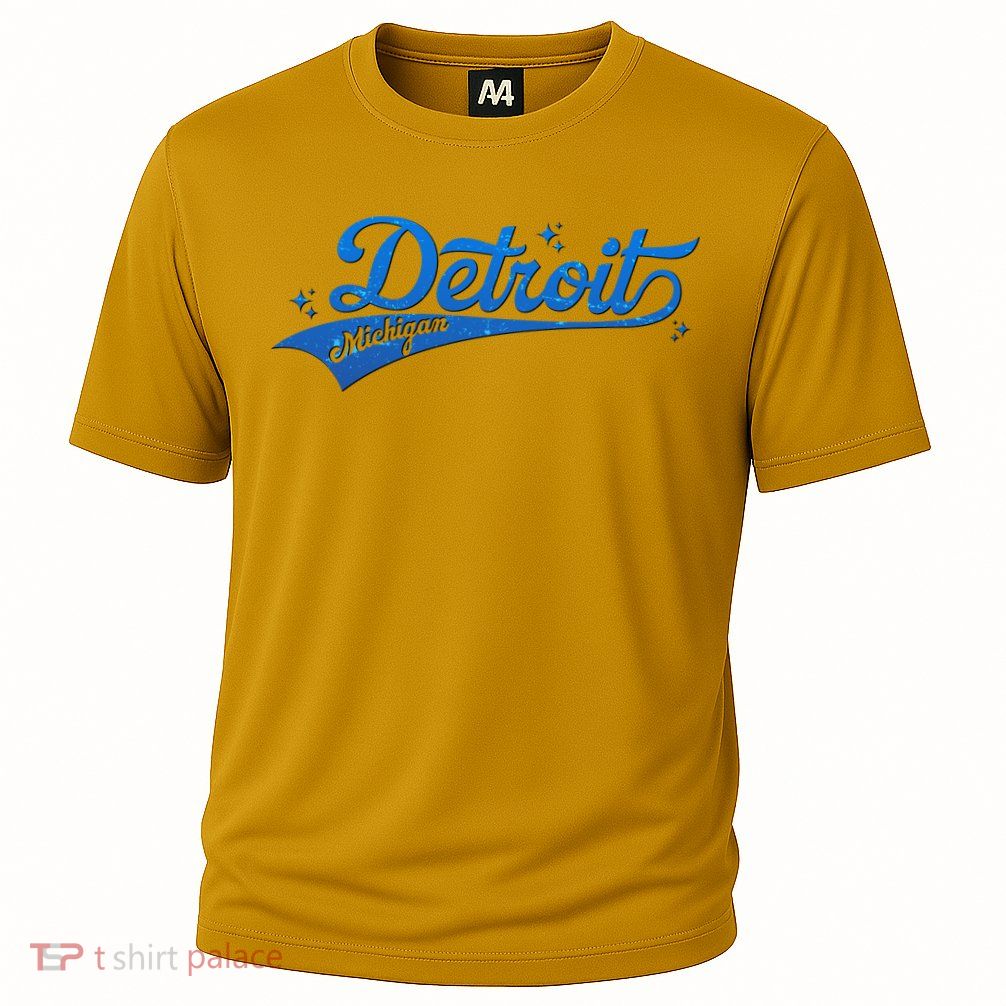 Vintage Blue Sporty Detroit Michigan Logo Performance Shirt