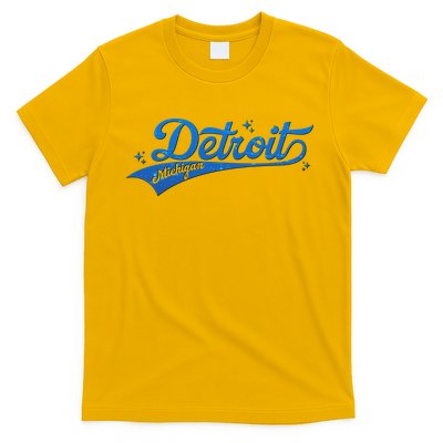 Vintage Blue Sporty Detroit Michigan Logo T-Shirt