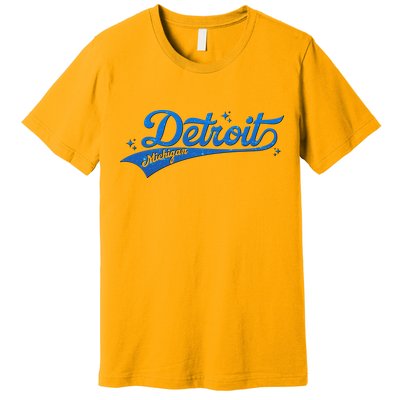 Vintage Blue Sporty Detroit Michigan Logo Premium T-Shirt