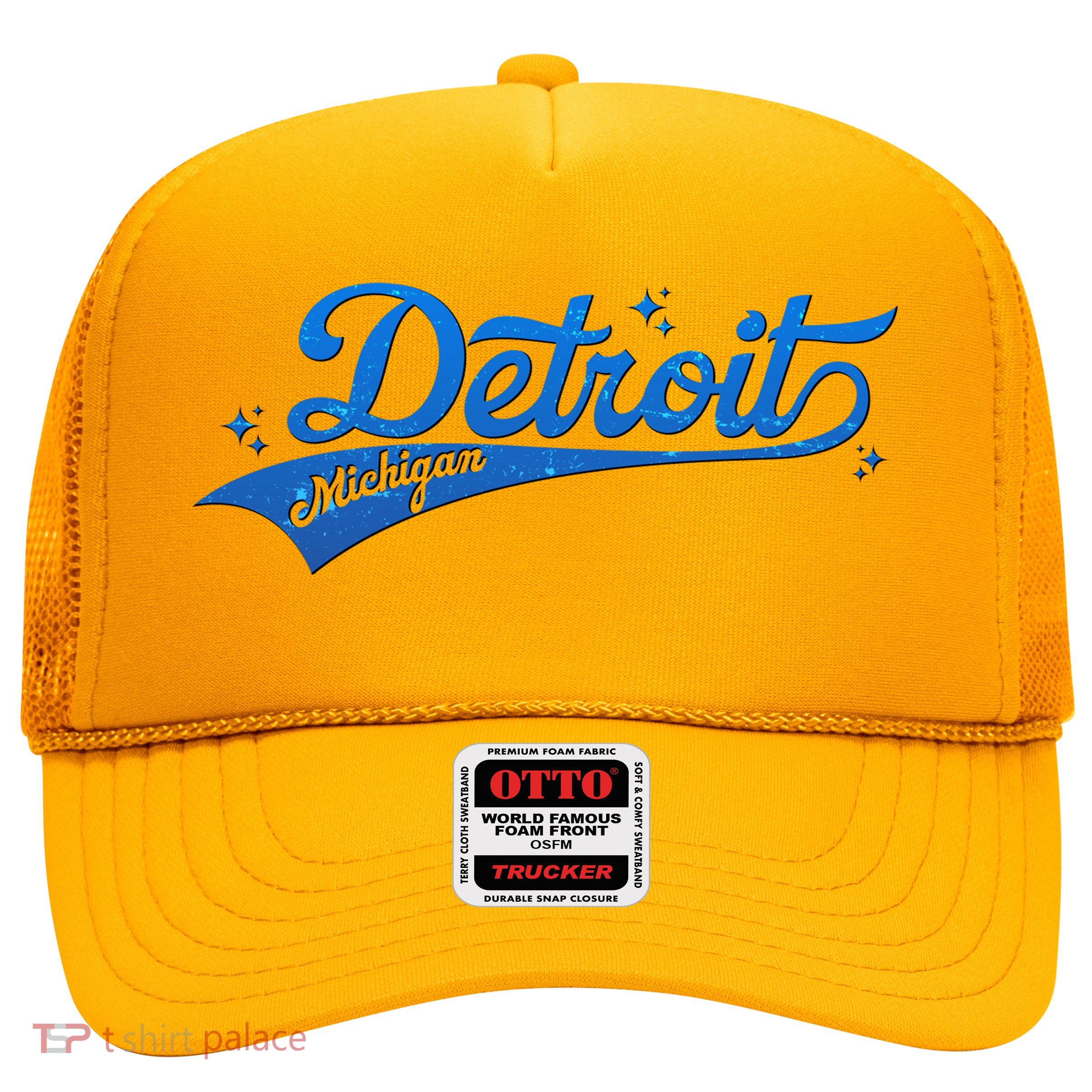 Vintage Blue Sporty Detroit Michigan Logo Trucker Hat