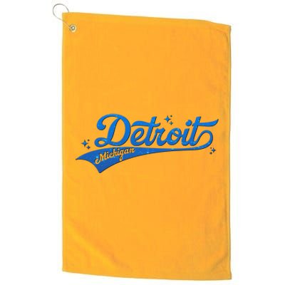 Vintage Blue Sporty Detroit Michigan Logo Platinum Collection Golf Towel