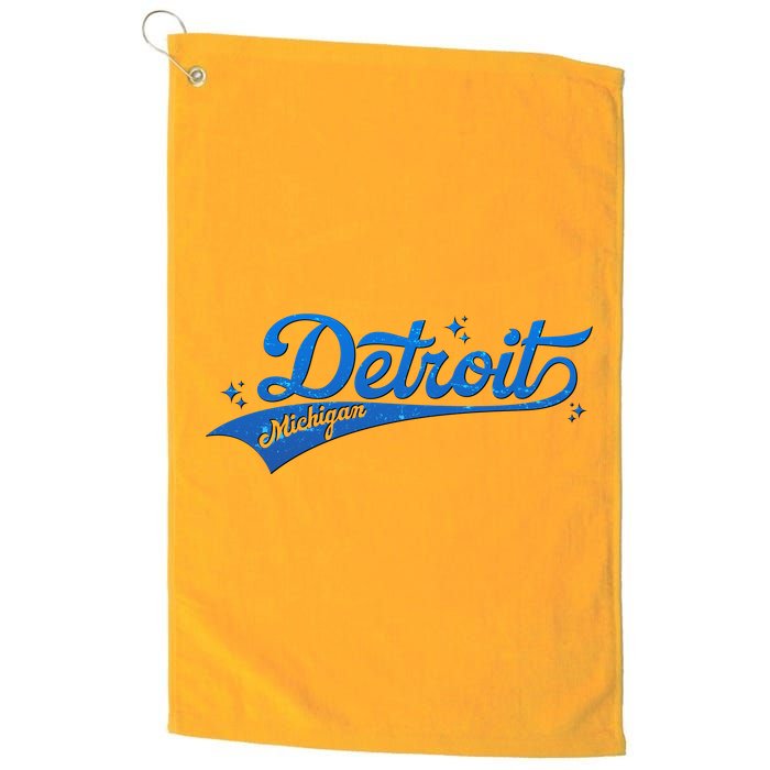 Vintage Blue Sporty Detroit Michigan Logo Platinum Collection Golf Towel