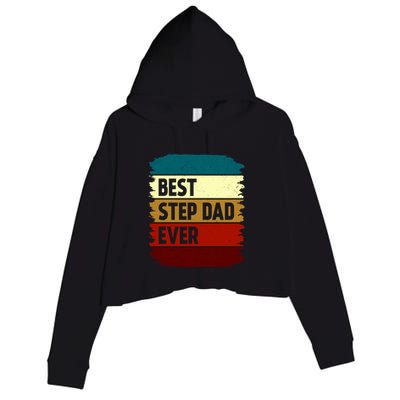 Vintage Best Step Dad Ever Gift Crop Fleece Hoodie