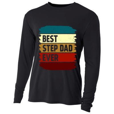 Vintage Best Step Dad Ever Gift Cooling Performance Long Sleeve Crew