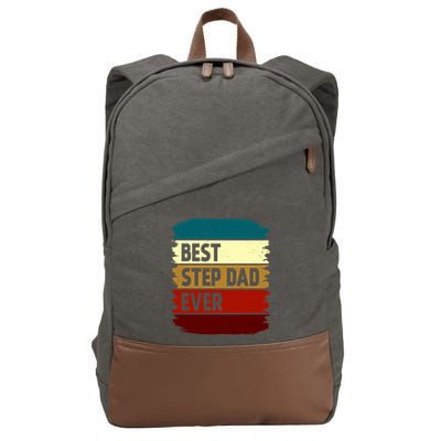 Vintage Best Step Dad Ever Gift Cotton Canvas Backpack