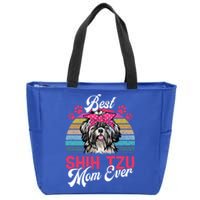 Vintage Best Shih Tzu Mom Ever Gift Zip Tote Bag