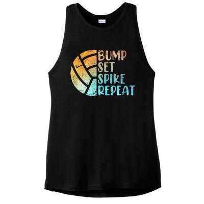 Volleyballer Bump Set Spike Repeat Volleyball Ladies PosiCharge Tri-Blend Wicking Tank