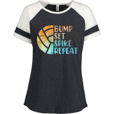 Volleyballer Bump Set Spike Repeat Volleyball Enza Ladies Jersey Colorblock Tee