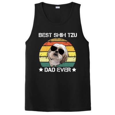 Vintage Best Shih Tzu Dad Ever Funny Dog Wearing Glasses Gift PosiCharge Competitor Tank