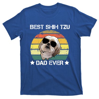 Vintage Best Shih Tzu Dad Ever Funny Dog Wearing Glasses Gift T-Shirt