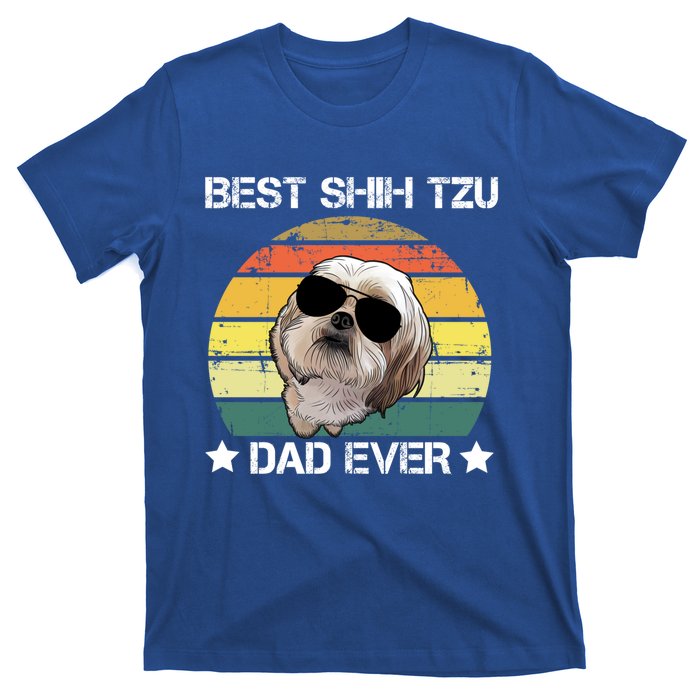 Vintage Best Shih Tzu Dad Ever Funny Dog Wearing Glasses Gift T-Shirt