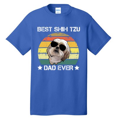 Vintage Best Shih Tzu Dad Ever Funny Dog Wearing Glasses Gift Tall T-Shirt