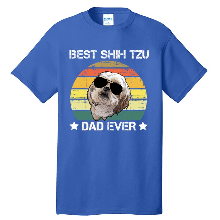 Vintage Best Shih Tzu Dad Ever Funny Dog Wearing Glasses Gift Tall T-Shirt