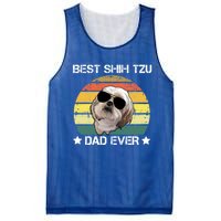 Vintage Best Shih Tzu Dad Ever Funny Dog Wearing Glasses Gift Mesh Reversible Basketball Jersey Tank