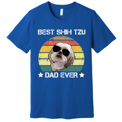 Vintage Best Shih Tzu Dad Ever Funny Dog Wearing Glasses Gift Premium T-Shirt