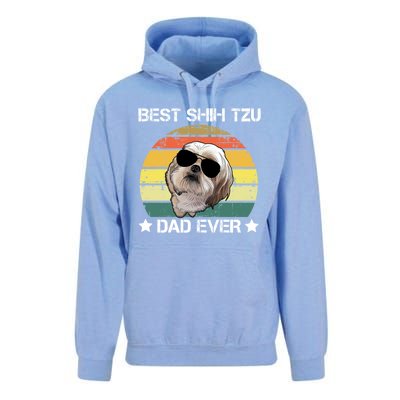 Vintage Best Shih Tzu Dad Ever Funny Dog Wearing Glasses Gift Unisex Surf Hoodie