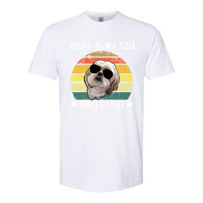 Vintage Best Shih Tzu Dad Ever Funny Dog Wearing Glasses Gift Softstyle CVC T-Shirt