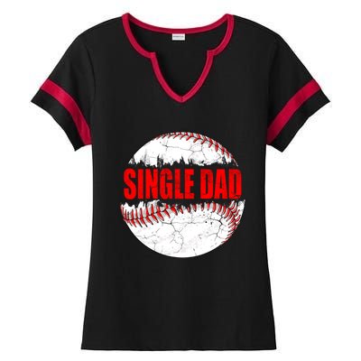 Vintage Baseball Softball Lover Single Dad Fathers Day Funny Gift Ladies Halftime Notch Neck Tee