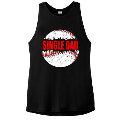 Vintage Baseball Softball Lover Single Dad Fathers Day Funny Gift Ladies PosiCharge Tri-Blend Wicking Tank