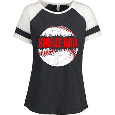 Vintage Baseball Softball Lover Single Dad Fathers Day Funny Gift Enza Ladies Jersey Colorblock Tee