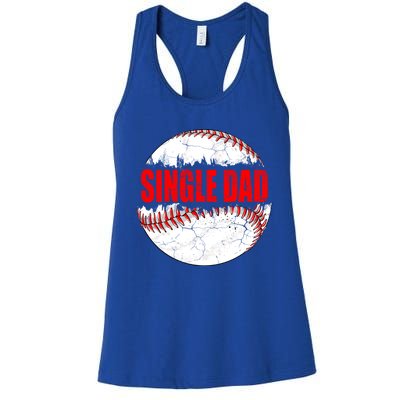 Vintage Baseball Softball Lover Single Dad Fathers Day Funny Gift Women's Racerback Tank