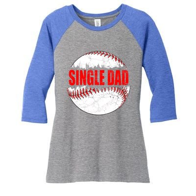 Vintage Baseball Softball Lover Single Dad Fathers Day Funny Gift Women's Tri-Blend 3/4-Sleeve Raglan Shirt