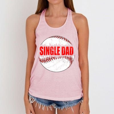 Vintage Baseball Softball Lover Single Dad Fathers Day Funny Gift Women's Knotted Racerback Tank