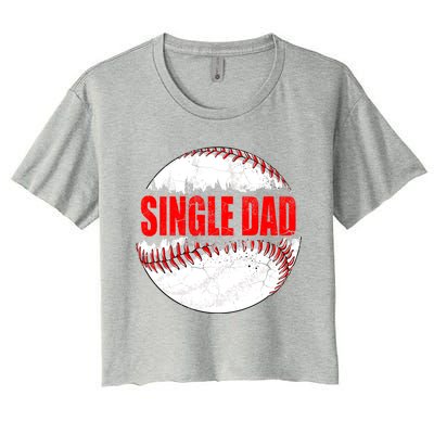 Vintage Baseball Softball Lover Single Dad Fathers Day Funny Gift Women's Crop Top Tee