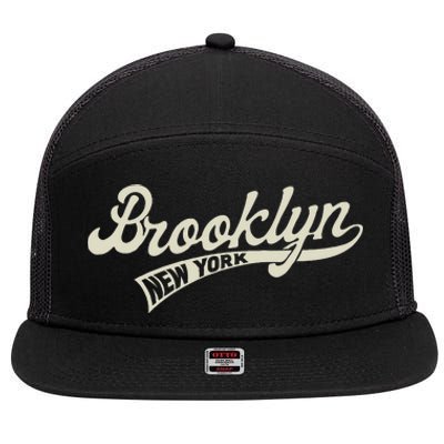 Vintage Baseball Style Brooklyn For Men & Women 7 Panel Mesh Trucker Snapback Hat