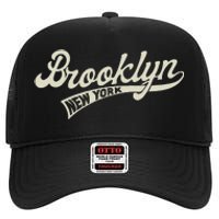 Vintage Baseball Style Brooklyn For Men & Women High Crown Mesh Back Trucker Hat