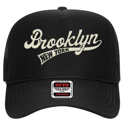 Vintage Baseball Style Brooklyn For Men & Women High Crown Mesh Back Trucker Hat