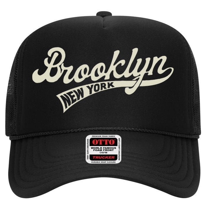 Vintage Baseball Style Brooklyn For Men & Women High Crown Mesh Back Trucker Hat