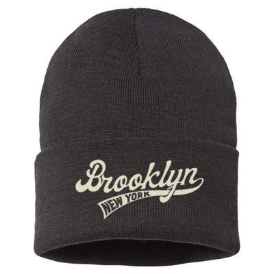 Vintage Baseball Style Brooklyn For Men & Women Sustainable Knit Beanie