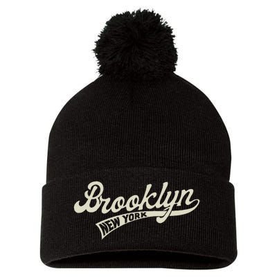 Vintage Baseball Style Brooklyn For Men & Women Pom Pom 12in Knit Beanie