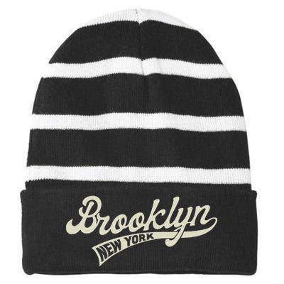 Vintage Baseball Style Brooklyn For Men & Women Striped Beanie with Solid Band