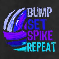 Volleyball Bump Set Spike Repeat Blue Purple Teen 7 Panel Mesh Trucker Snapback Hat