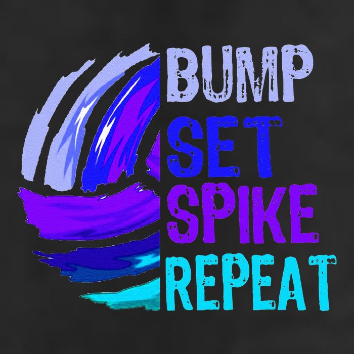Volleyball Bump Set Spike Repeat Blue Purple Teen 7 Panel Mesh Trucker Snapback Hat
