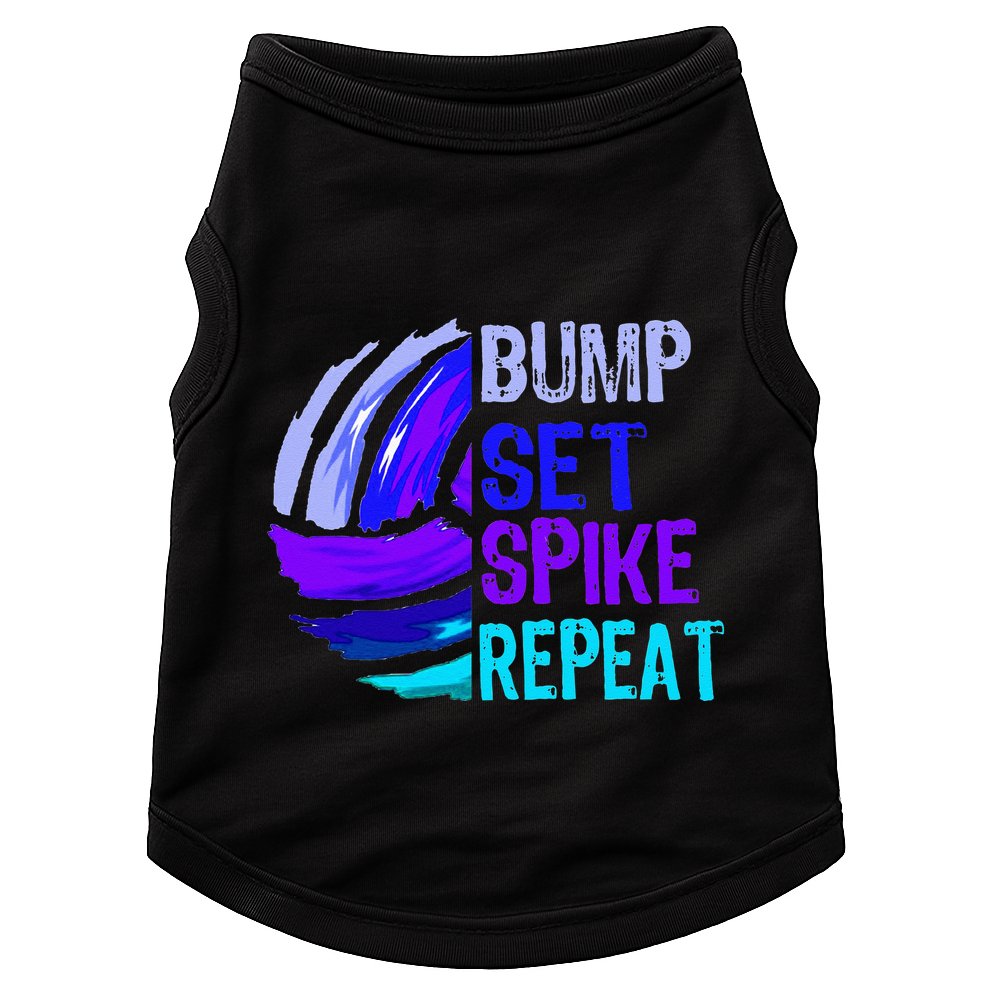 Volleyball Bump Set Spike Repeat Blue Purple Teen Doggie Tank