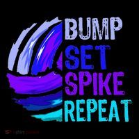 Volleyball Bump Set Spike Repeat Blue Purple Teen T-Shirt