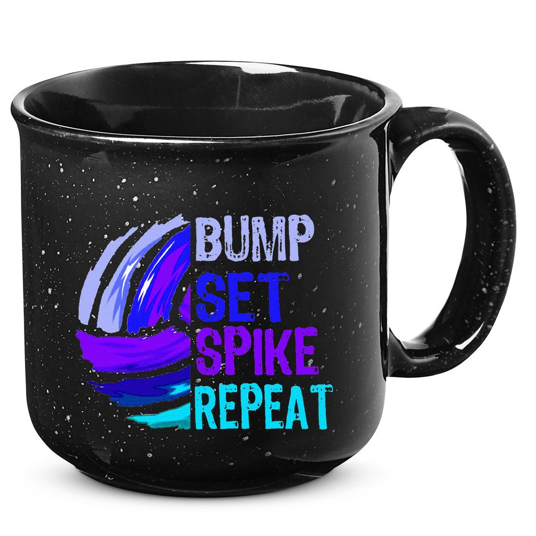 Volleyball Bump Set Spike Repeat Blue Purple Teen 15oz Campfire Ceramic Mug