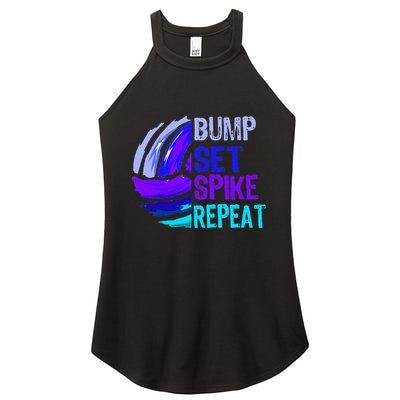 Volleyball Bump Set Spike Repeat Blue Purple Teen Women's Perfect Tri Rocker Tank