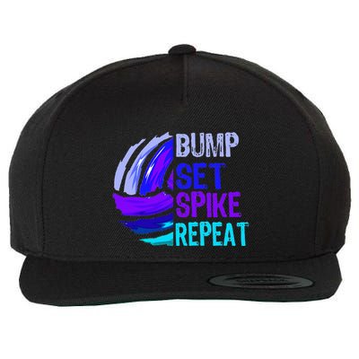 Volleyball Bump Set Spike Repeat Blue Purple Teen Wool Snapback Cap
