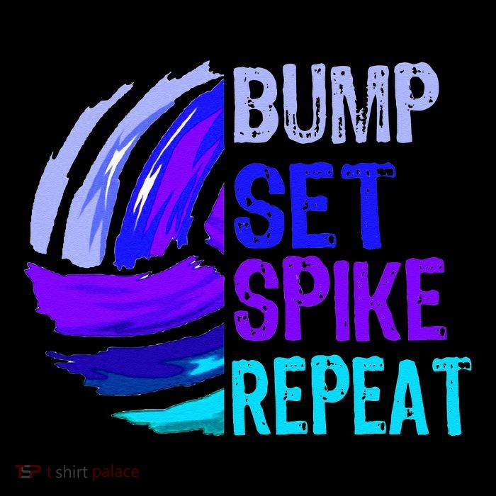 Volleyball Bump Set Spike Repeat Blue Purple Teen Kids T-Shirt