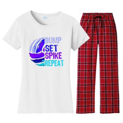 Volleyball Bump Set Spike Repeat Women's Flannel Pajama Set