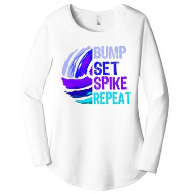 Volleyball Bump Set Spike Repeat Women's Perfect Tri Tunic Long Sleeve Shirt