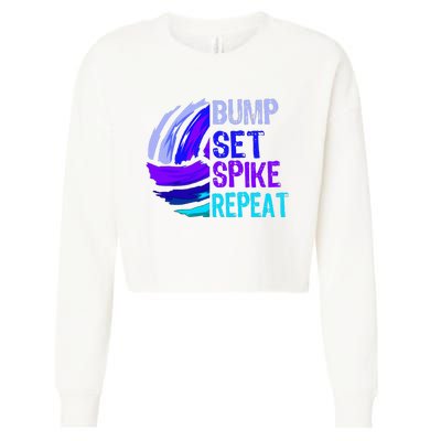 Volleyball Bump Set Spike Repeat Cropped Pullover Crew